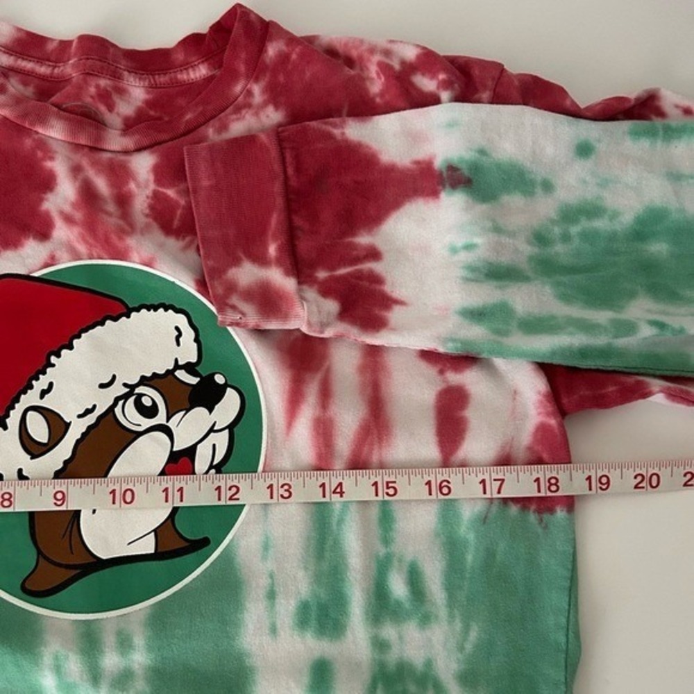 BUC-EE'S Red Green White Tie Dye Christmas Long Sleeve Shirt Size Medium - Picture 3 of 6